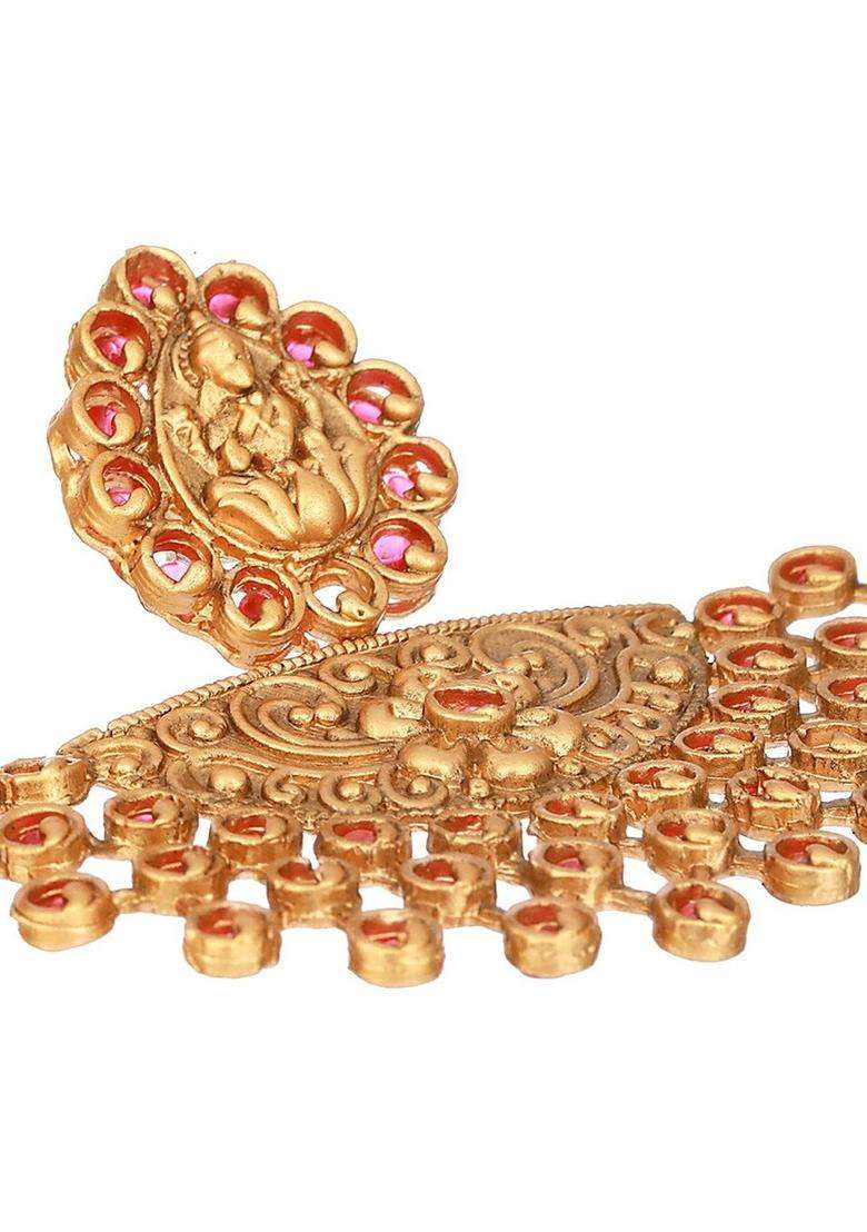Gold-Plated American Diamond Temple Chandbalis for Women | Traditional Temple Jewellery for Wedding & Festive Wear | Gift for Her - Indya
