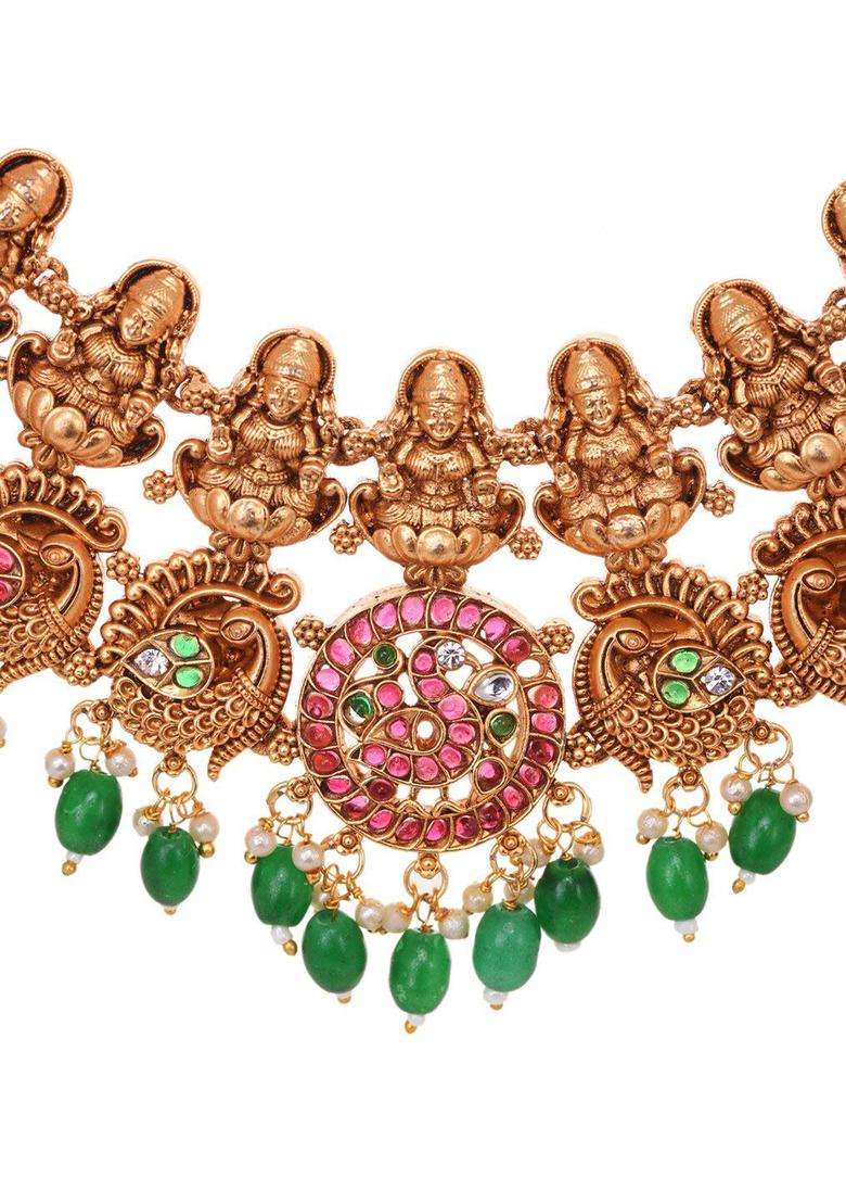 Gold-Plated Pink & Green Kundan-Studded Jewellery Set for Women | Stylish Party & Everyday Wear | Gift for Her - Indya