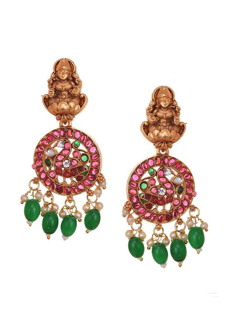 Gold-Plated Pink & Green Kundan-Studded Jewellery Set for Women | Stylish Party & Everyday Wear | Gift for Her - Indya