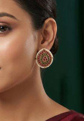 Gold-Plated Circular Studs Earrings for Women | Traditional Temple Jewellery for Wedding & Festive Wear | Gift for Her