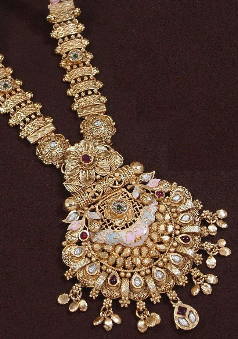 Gold-Plated Stone-Studded & Beaded Jewellery Set for Women | Traditional Temple Jewellery for Wedding & Festive Wear | Gift for Her - Indya