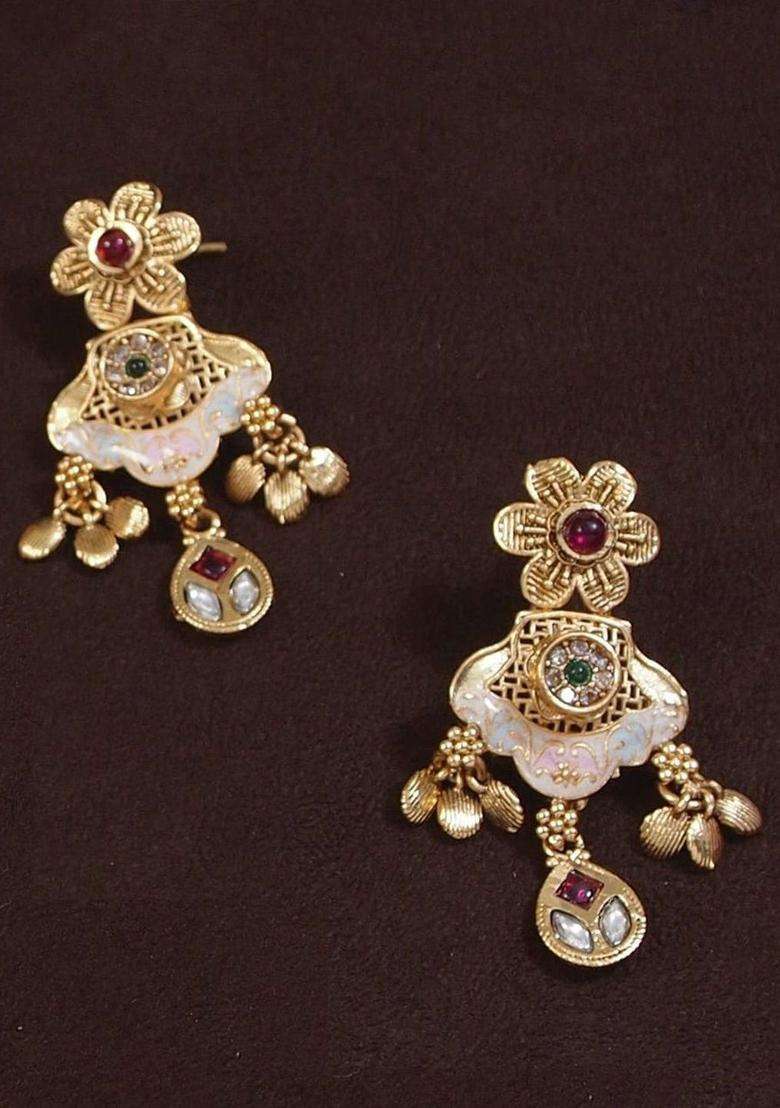 Gold-Plated Stone-Studded & Beaded Jewellery Set for Women | Traditional Temple Jewellery for Wedding & Festive Wear | Gift for Her - Indya
