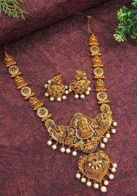 Brass Gold-Plated Temple Necklace for Women | Traditional Temple Jewellery for Wedding & Festive Wear | Gift for Her
