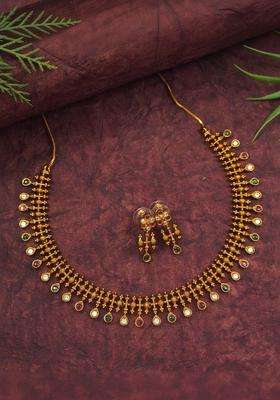 Brass Gold-Plated Temple Necklace for Women | Traditional Temple Jewellery for Wedding & Festive Wear | Gift for Her