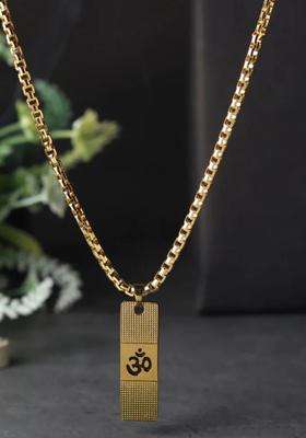Gold-Plated Geometric Pendants with Chains for Men & Women | Traditional Temple Jewellery for Wedding & Festive Wear | Festive Gift