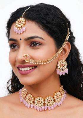 Gold-Plated Temple Beaded Necklace and Earrings for Women | Traditional Temple Jewellery for Wedding & Festive Wear | Gift for Her
