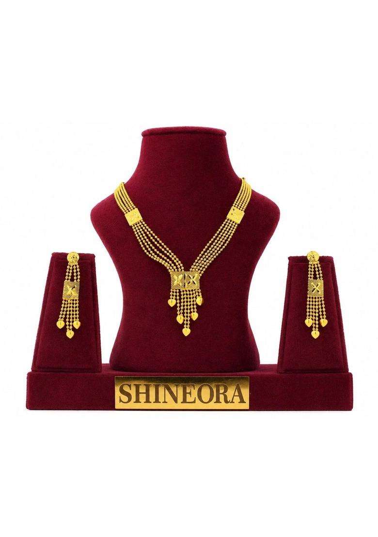Copper Gold-Plated Temple Necklace for Women | Traditional Temple Jewellery for Wedding & Festive Wear | Gift for Her - Indya