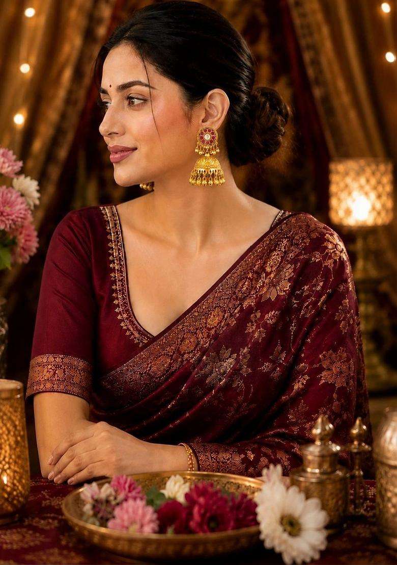 Gold-Plated Circular Jhumkas Earrings for Women | Traditional Temple Jewellery for Wedding & Festive Wear | Gift for Her - Indya