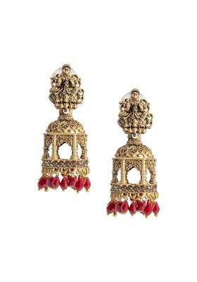 Matte Gold-Plated Beaded Oxidised Dome Shaped Jhumkas for Women | Traditional Temple Jewellery for Wedding & Festive Wear | Gift for Her