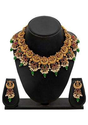 Gold-Plated Temple Necklace Set for Women | Traditional Temple Jewellery for Wedding & Festive Wear | Gift for Her