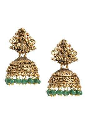 Gold-Plated Silver-Plated Beaded Dome Shaped Jhumkas for Women | Traditional Temple Jewellery for Wedding & Festive Wear | Gift for Her