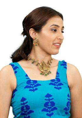 Gold-Plated Kundan & Cubic Zircon-Studded Laxmi Jewellery Set for Women | Traditional Temple Jewellery for Wedding & Festive Wear | Gift for Her