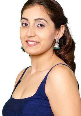 Silver-Plated Cubic Zirconia Temple Jhumkas Earrings for Women | Traditional Temple Jewellery for Wedding & Festive Wear | Gift for Her
