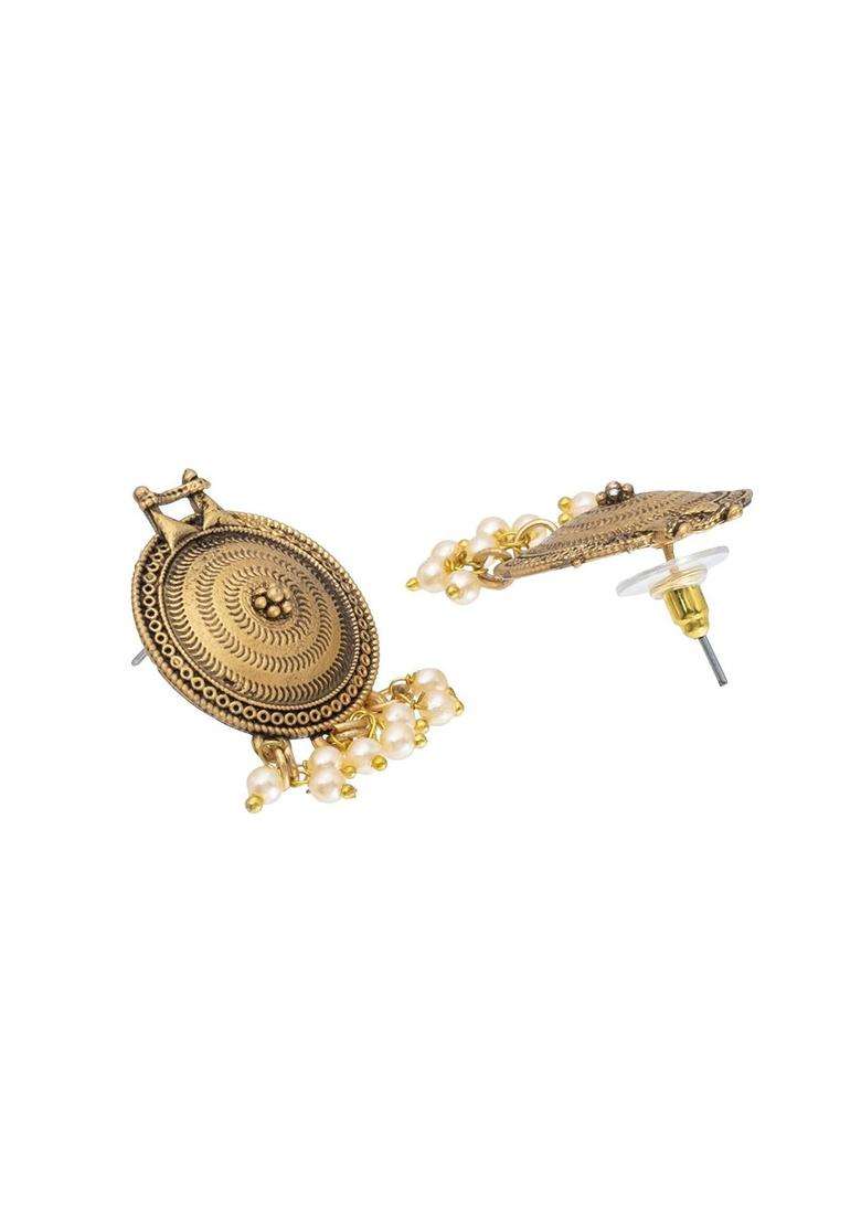 Gold-Plated Cubic Zirconia Stone Studded Jewellery Set for Women | Traditional Temple Jewellery for Wedding & Festive Wear | Gift for Her - Indya