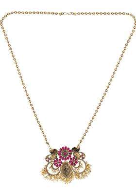 Gold-Plated Cubic Zirconia Stones Studded Jewellery Set for Women | Traditional Temple Jewellery for Wedding & Festive Wear | Gift for Her