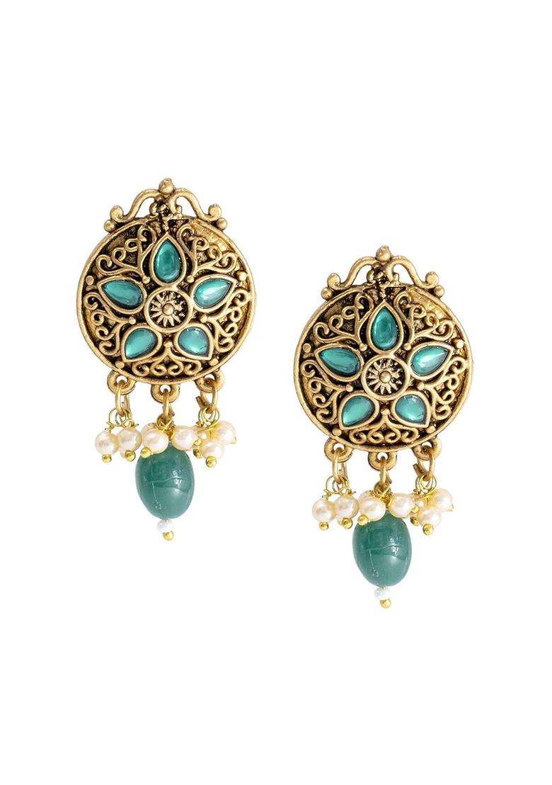 Gold-Plated Cubic Zirconia Stones Studded Jewellery Set for Women | Traditional Temple Jewellery for Wedding & Festive Wear | Gift for Her - Indya