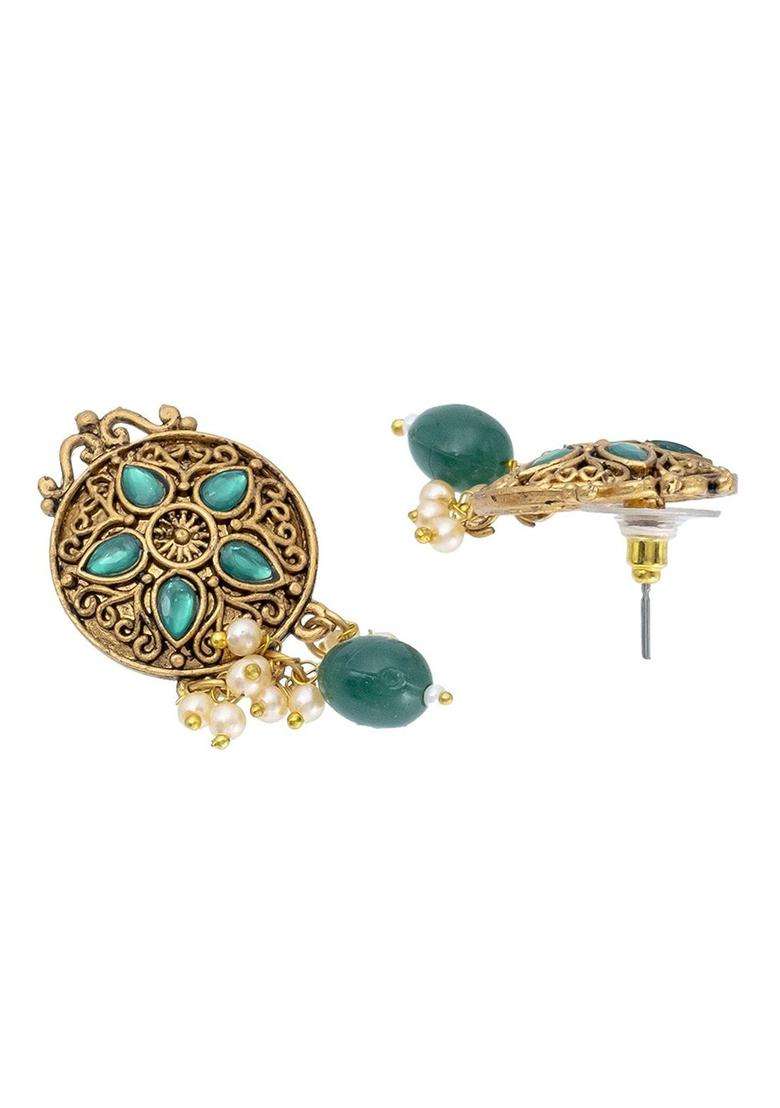 Gold-Plated Cubic Zirconia Stones Studded Jewellery Set for Women | Traditional Temple Jewellery for Wedding & Festive Wear | Gift for Her - Indya