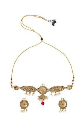 Gold-Plated Cubic Zirconia Studded Jewellery Set for Women | Traditional Temple Jewellery for Wedding & Festive Wear | Gift for Her