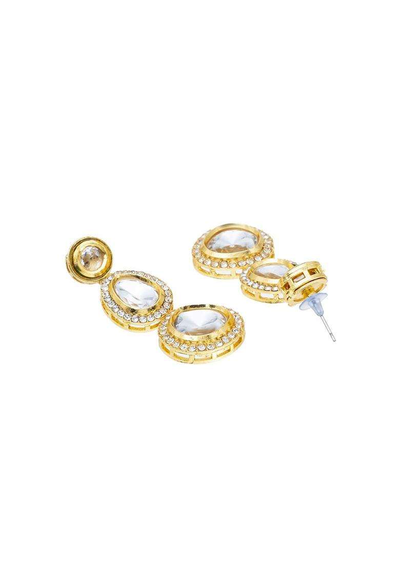 Gold-Plated CZ Stones Studded & Beaded Jewellery Set for Women | Traditional Temple Jewellery for Wedding & Festive Wear | Gift for Her - Indya