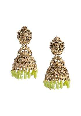 Gold-Plated Silver-Plated Beaded Dome Shaped Jhumkas for Women | Traditional Temple Jewellery for Wedding & Festive Wear | Gift for Her