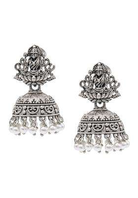Silver-Plated Beaded Dome Shaped Jhumkas for Women | Traditional Temple Jewellery for Wedding & Festive Wear | Gift for Her