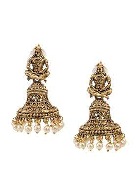 Gold-Plated Contemporary Jhumkas Earrings 30 Gms with CZ Stone for Women | Traditional Temple Jewellery for Wedding & Festive Wear | Gift for Her