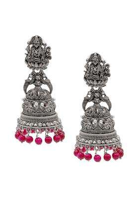 Silver-Plated Oxidised Temple Contemporary Jhumkas for Women | Traditional Temple Jewellery for Wedding & Festive Wear | Gift for Her