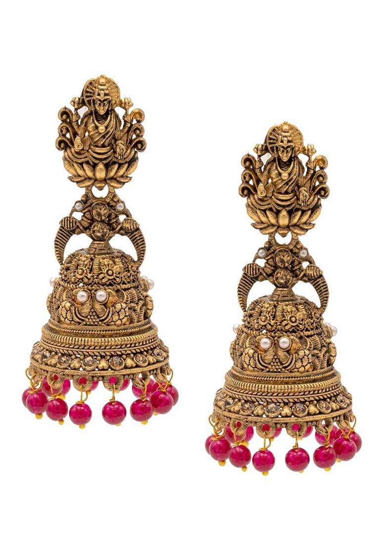 Gold-Plated Classic Jhumkas Earrings for Women | Traditional Temple Jewellery for Wedding & Festive Wear | Gift for Her - Indya