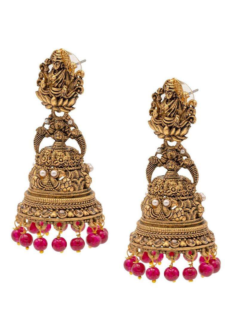 Gold-Plated Classic Jhumkas Earrings for Women | Traditional Temple Jewellery for Wedding & Festive Wear | Gift for Her - Indya