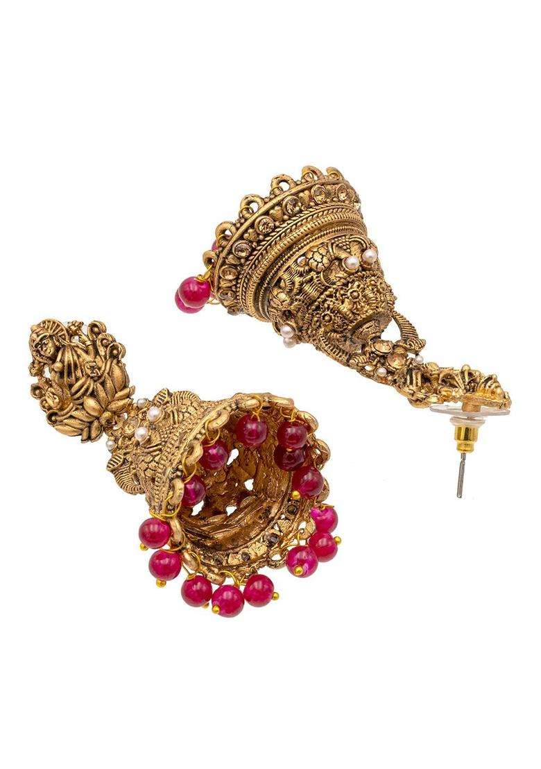 Gold-Plated Classic Jhumkas Earrings for Women | Traditional Temple Jewellery for Wedding & Festive Wear | Gift for Her - Indya