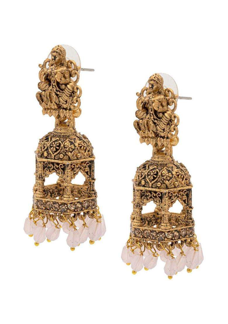 Gold-Plated Classic Jhumkas Earrings for Women | Traditional Temple Jewellery for Wedding & Festive Wear | Gift for Her - Indya