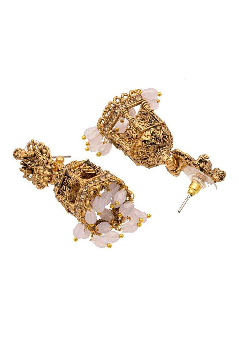 Gold-Plated Classic Jhumkas Earrings for Women | Traditional Temple Jewellery for Wedding & Festive Wear | Gift for Her - Indya