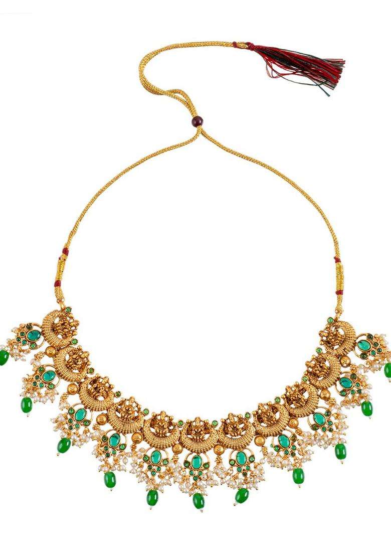 Gold-Plated Temple Necklace Set for Women | Traditional Temple Jewellery for Wedding & Festive Wear | Gift for Her - Indya