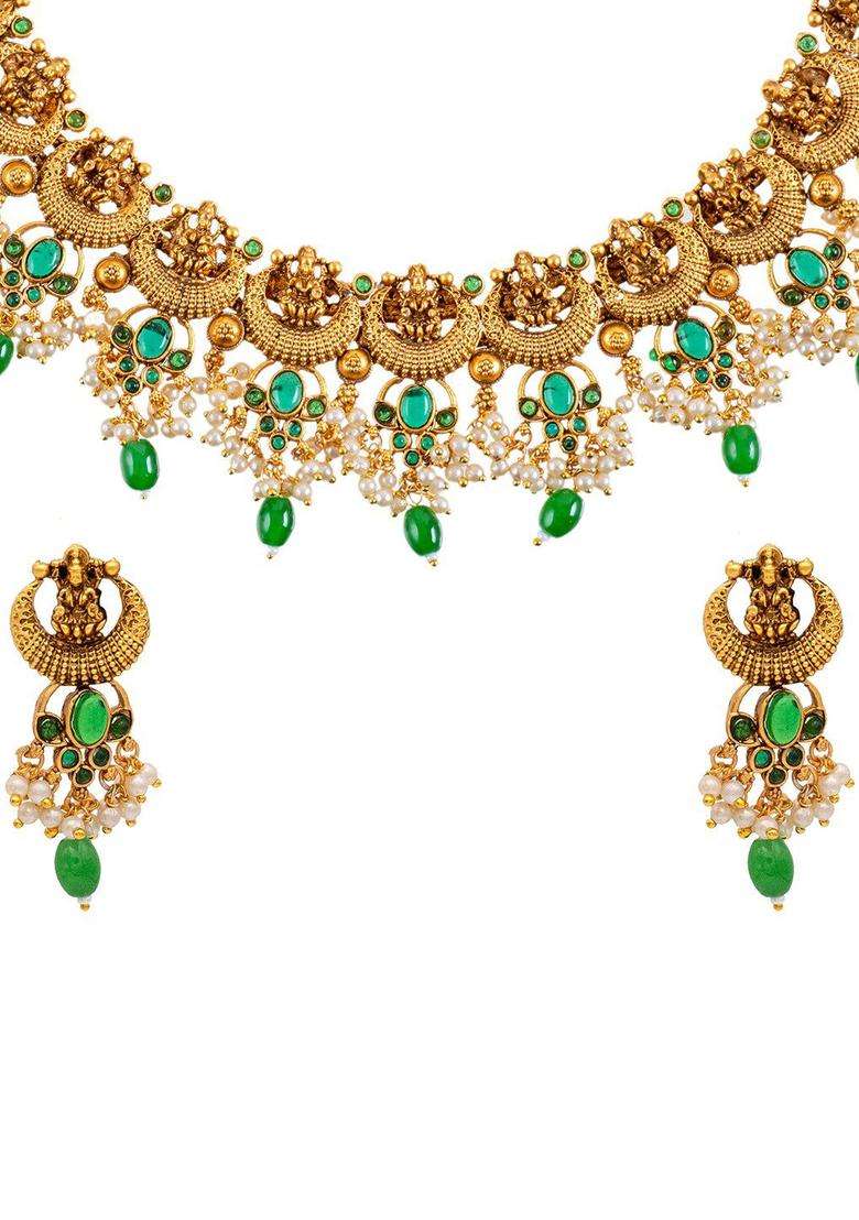 Gold-Plated Temple Necklace Set for Women | Traditional Temple Jewellery for Wedding & Festive Wear | Gift for Her - Indya