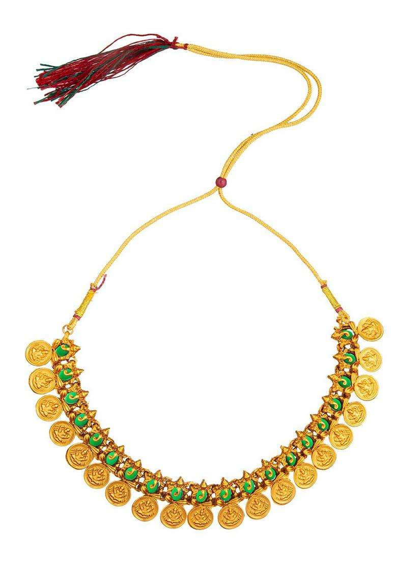 Gold-Plated Temple Choker Stone Studded Jewellery Set for Women | Traditional Temple Jewellery for Wedding & Festive Wear | Gift for Her - Indya