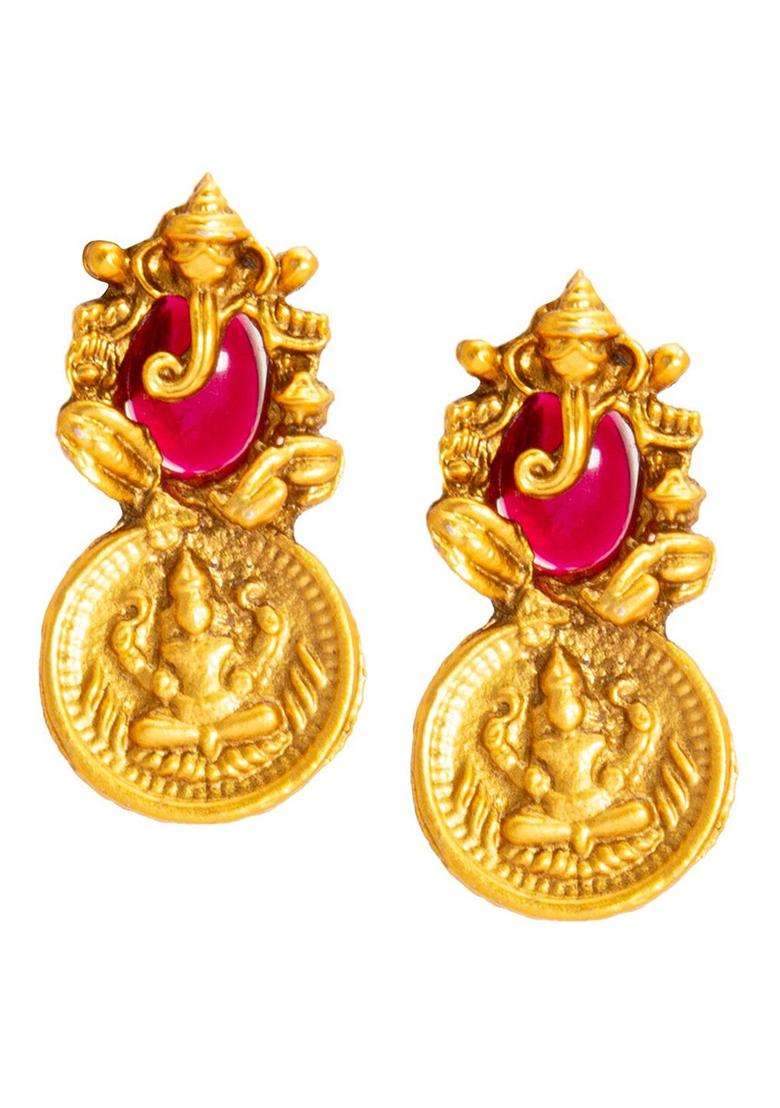 Gold-Plated Temple Choker Stone Studded Jewellery Set for Women | Traditional Temple Jewellery for Wedding & Festive Wear | Gift for Her - Indya