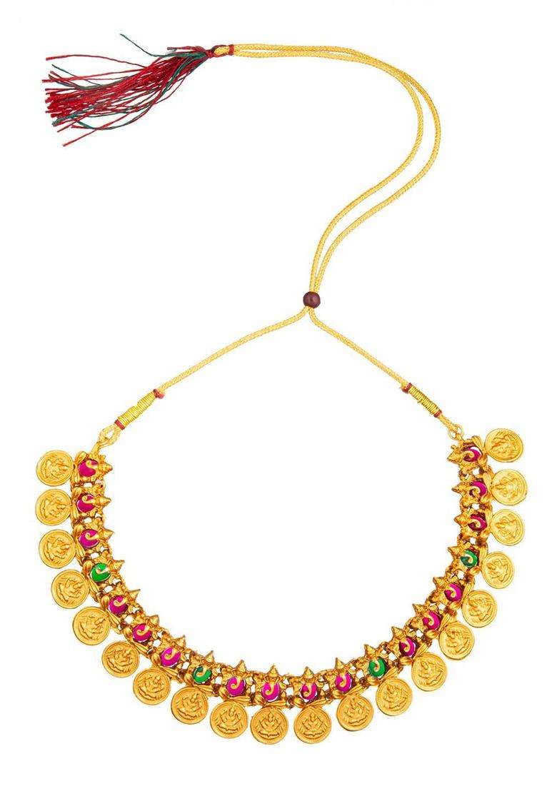 Gold-Plated Temple Choker Stone Studded Jewellery Set for Women | Traditional Temple Jewellery for Wedding & Festive Wear | Gift for Her - Indya