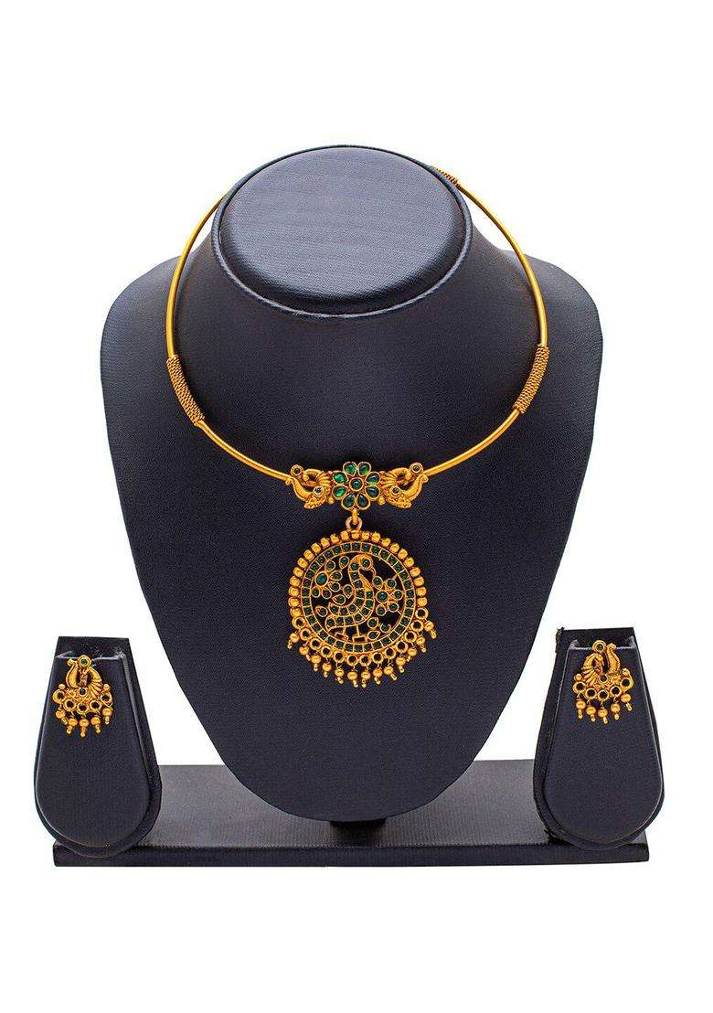 Gold-Plated Traditional Jewellery Set for Women | Traditional Temple Jewellery for Wedding & Festive Wear | Gift for Her - Indya