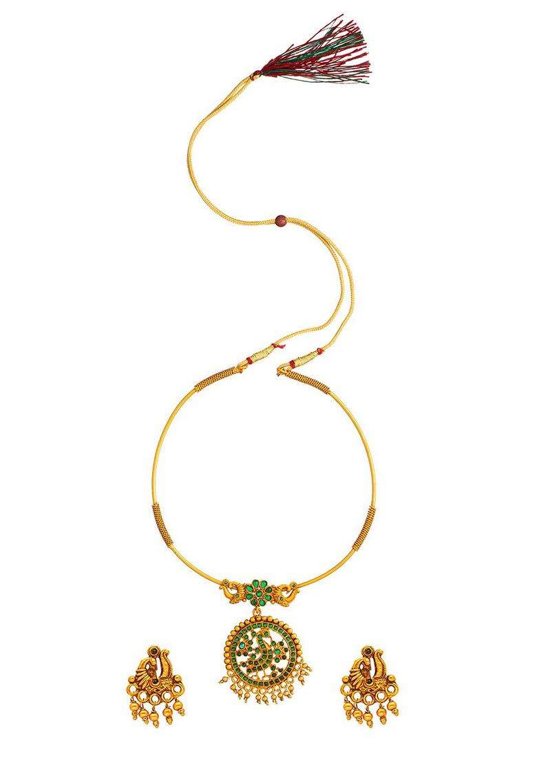Gold-Plated Traditional Jewellery Set for Women | Traditional Temple Jewellery for Wedding & Festive Wear | Gift for Her - Indya