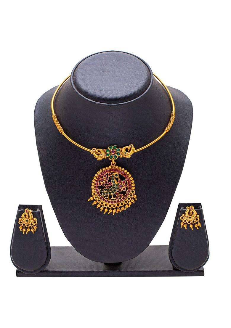 Gold-Plated Traditional Jewellery Set for Women | Traditional Temple Jewellery for Wedding & Festive Wear | Gift for Her - Indya