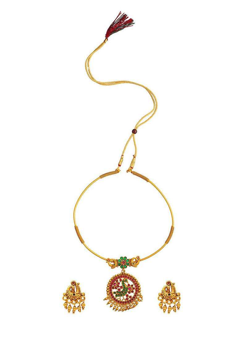 Gold-Plated Traditional Jewellery Set for Women | Traditional Temple Jewellery for Wedding & Festive Wear | Gift for Her - Indya