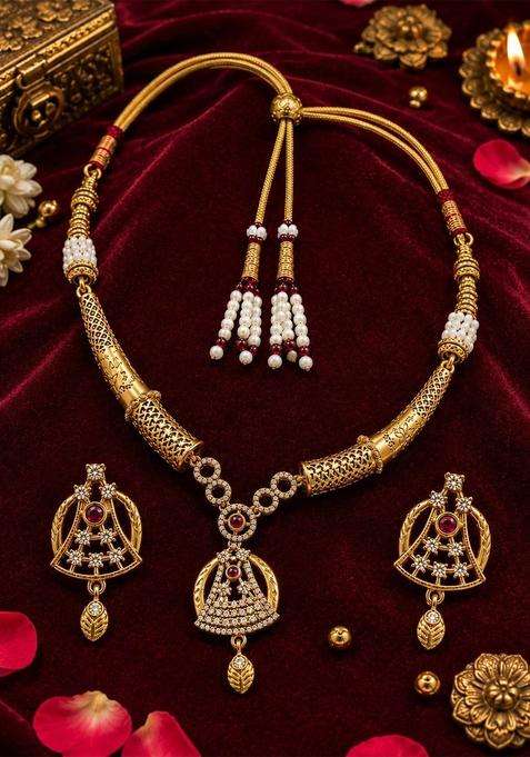 Gold-Plated Temple Necklace for Women | Traditional Temple Jewellery for Wedding & Festive Wear | Gift for Her