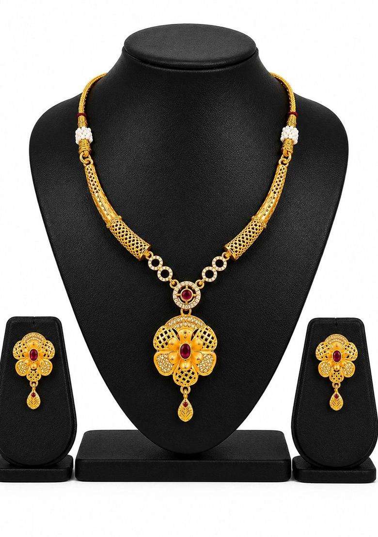 Gold-Plated Temple Necklace for Women | Traditional Temple Jewellery for Wedding & Festive Wear | Gift for Her - Indya
