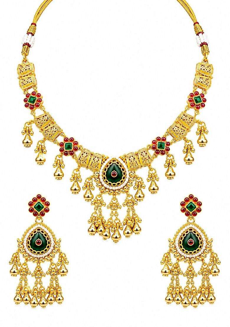Brass Gold-Plated Temple Necklace for Women | Traditional Temple Jewellery for Wedding & Festive Wear | Gift for Her - Indya