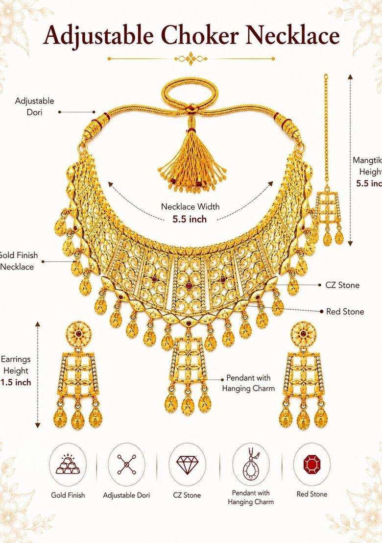 Gold-Plated Temple Necklace for Women | Traditional Temple Jewellery for Wedding & Festive Wear | Gift for Her - Indya