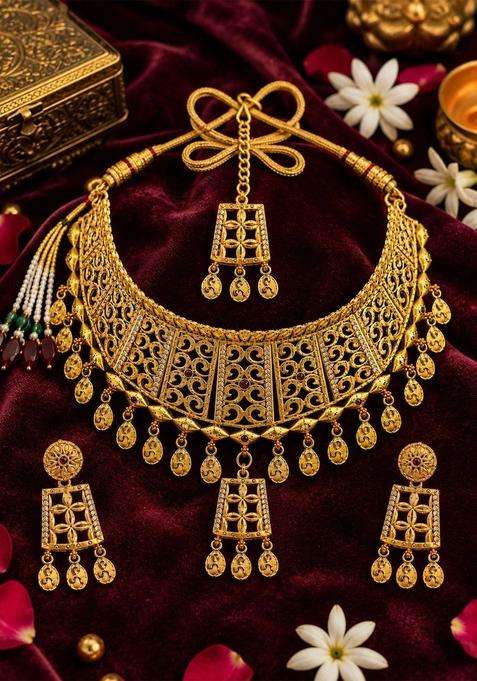 Gold-Plated Temple Necklace for Women | Traditional Temple Jewellery for Wedding & Festive Wear | Gift for Her