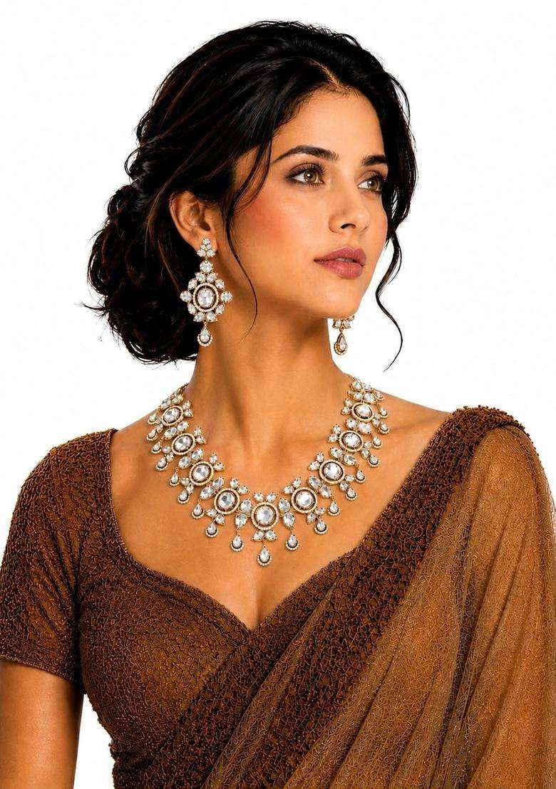 Brass Gold-Plated Temple Necklace for Women | Traditional Temple Jewellery for Wedding & Festive Wear | Gift for Her - Indya