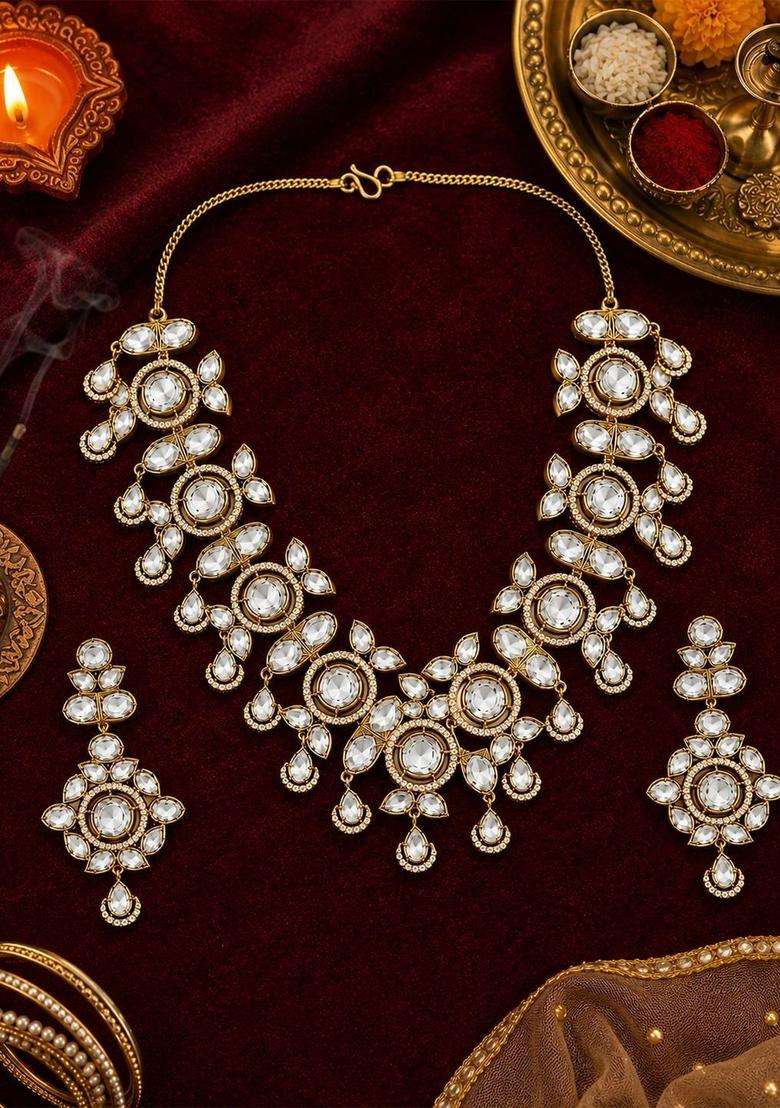 Brass Gold-Plated Temple Necklace for Women | Traditional Temple Jewellery for Wedding & Festive Wear | Gift for Her - Indya