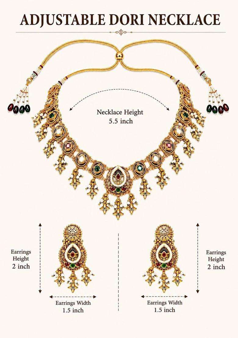 Brass Gold-Plated Temple Necklace for Women | Traditional Temple Jewellery for Wedding & Festive Wear | Gift for Her - Indya