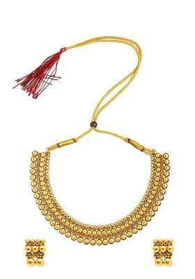 Brass Gold-Plated Temple Necklace Set for Women | Traditional Temple Jewellery for Wedding & Festive Wear | Gift for Her
